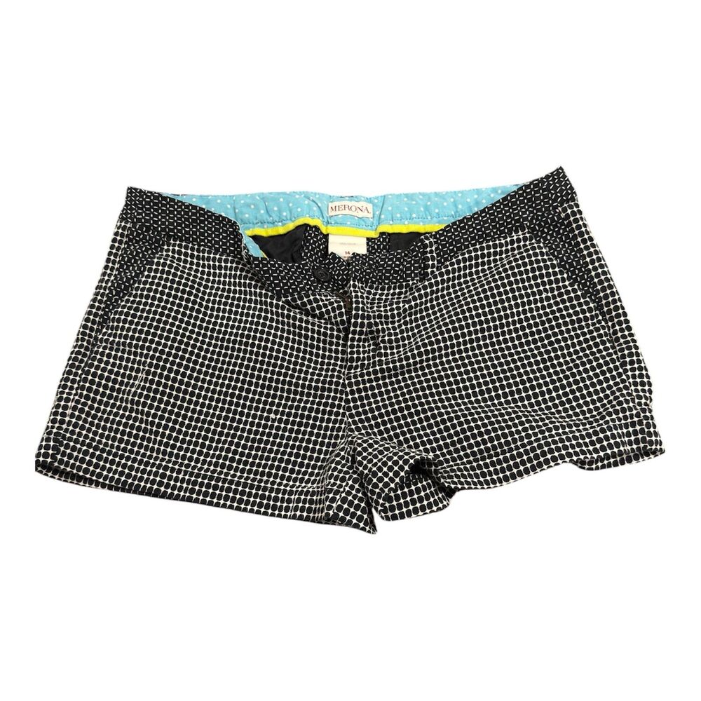 Merona 100% Cotton Black & White Geometric Shorts Womens Size 14